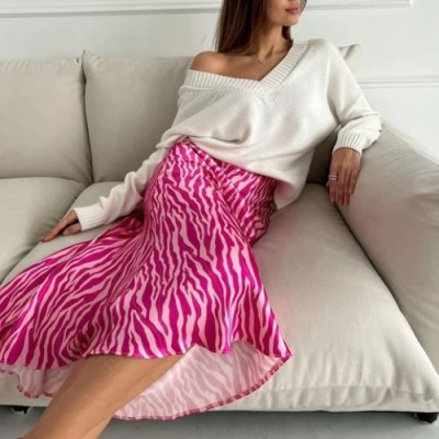 Elegant High-Waist Satin Midi Skirt Profile Picture