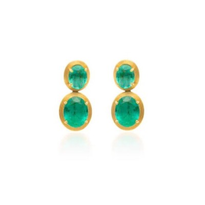 Ishtar Emerald Double Drop Earrings Profile Picture